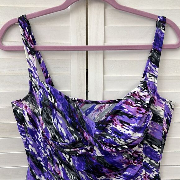 Croft & Barrow Swimsuit Size 16 One Piece Purple Splash NWOT - Picture 5 of 16